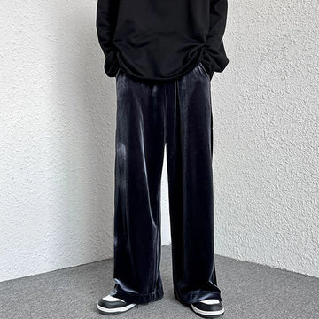 Aidase High Street Casual Sweatpants Men's Gold Velvet Wide-leg Pants Spring Fall Clothes Large Size Trendy Loose Y2k Glossy Long Pants aidase-shop